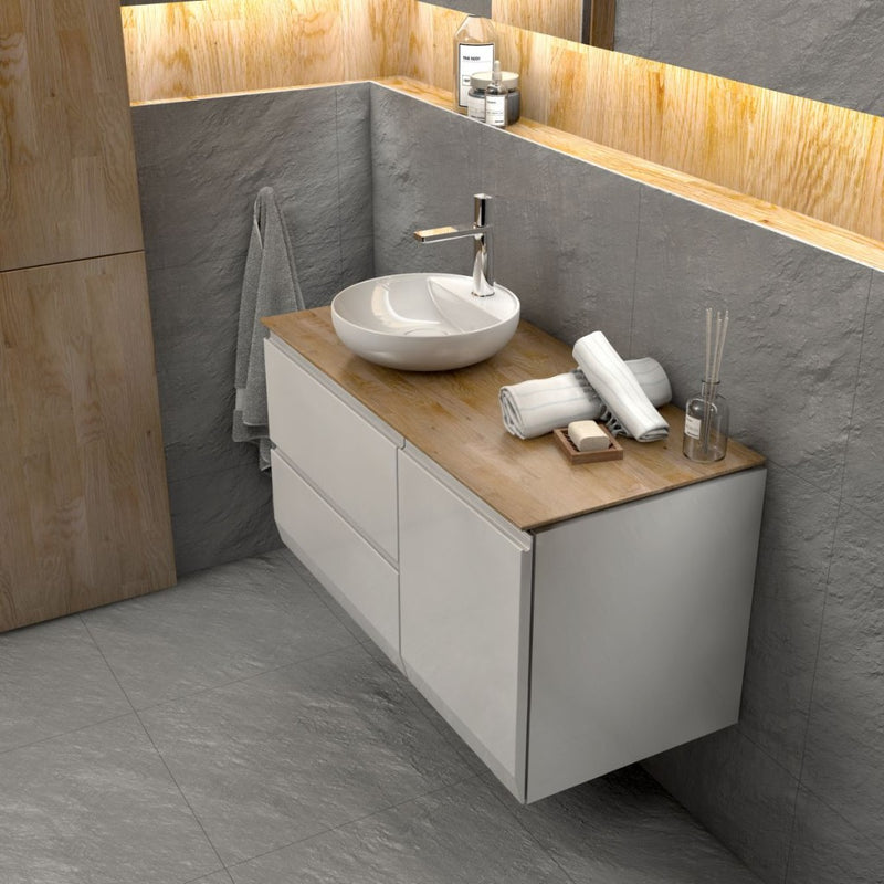 Rectory Wall Hung 2 Drawer Basin Unit 600mm Gloss White - view 2