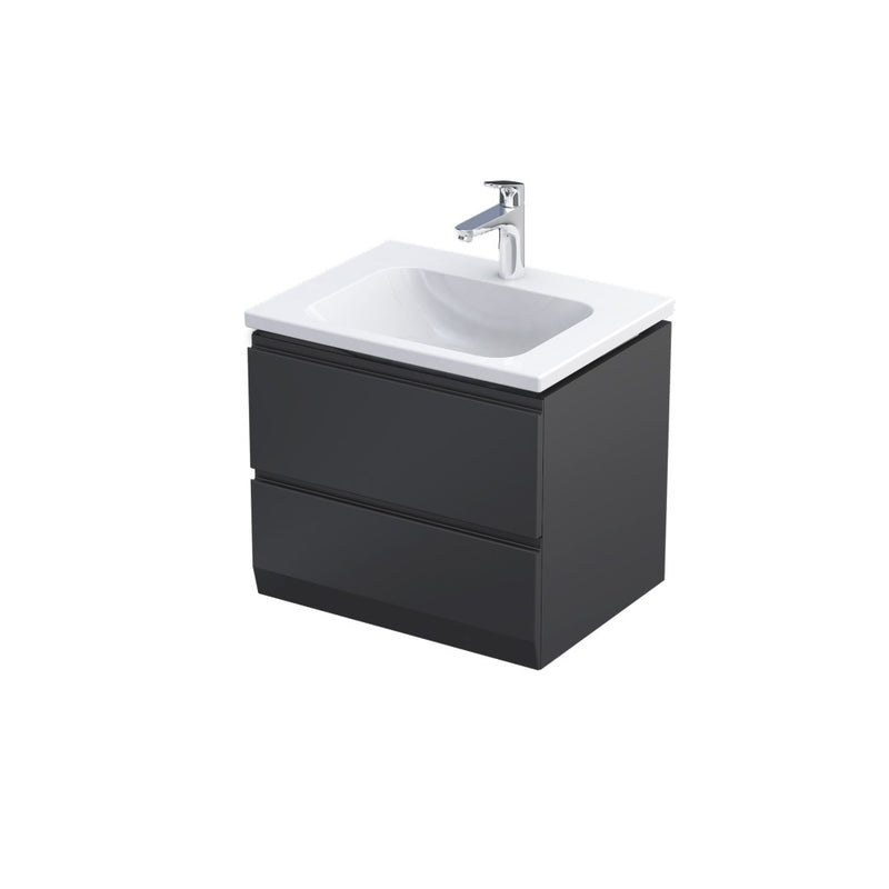Rectory Wall Hung 2 Drawer Basin Unit 600mm Matt Black
