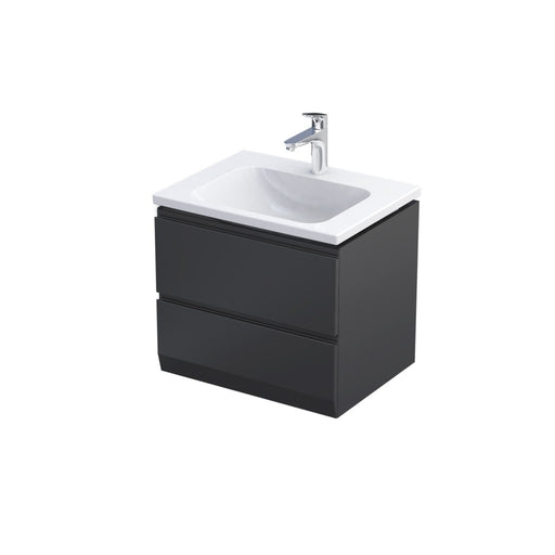 Rectory Wall Hung 2 Drawer Basin Unit 600mm Matt Black