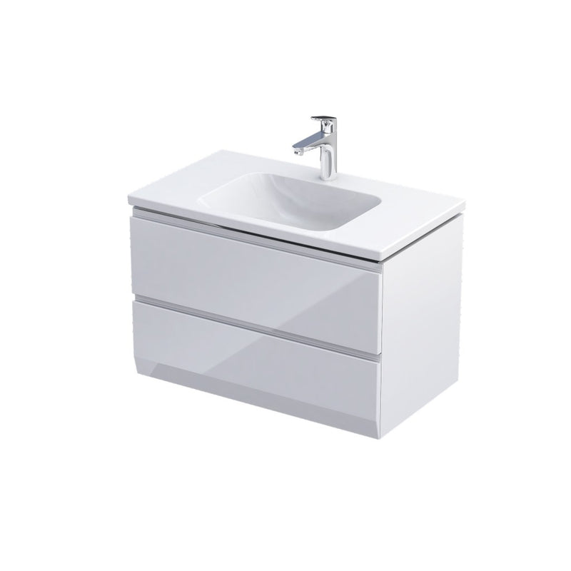Rectory Wall Hung 2 Drawer Basin Unit 800mm Gloss White