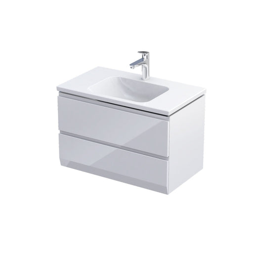Rectory Wall Hung 2 Drawer Basin Unit 800mm Gloss White