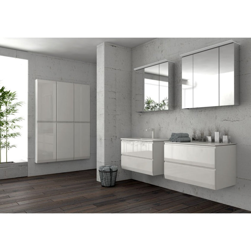 Rectory Wall Hung 2 Drawer Basin Unit 800mm Gloss White - view 4