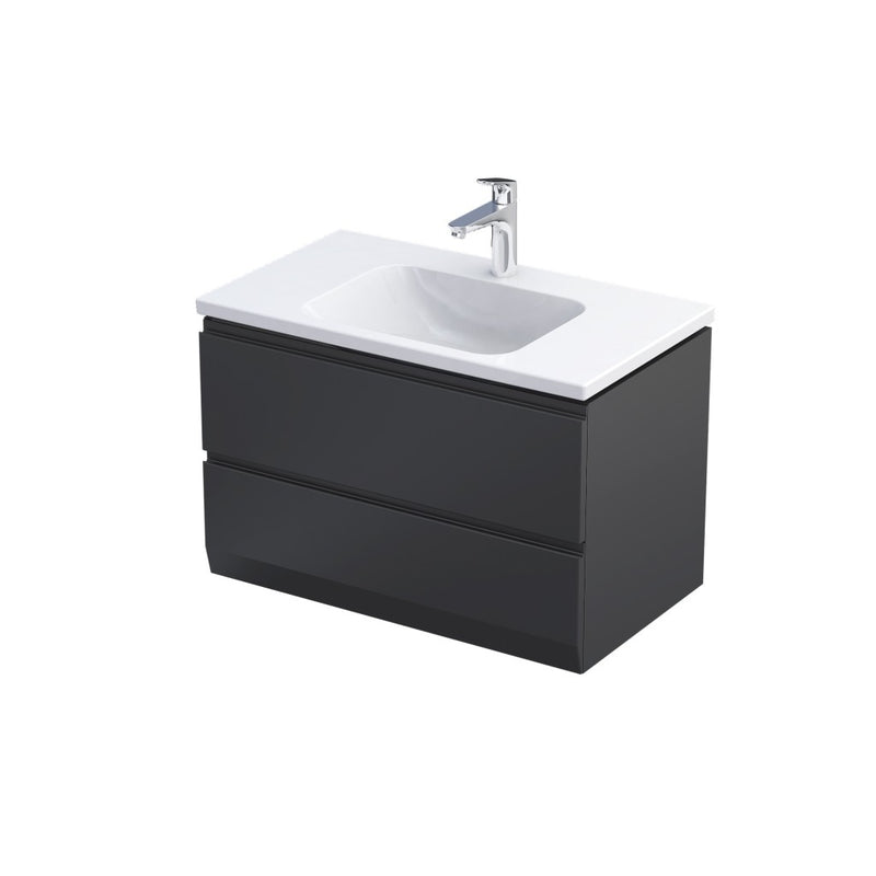 Rectory Wall Hung 2 Drawer Basin Unit 800mm Matt Black