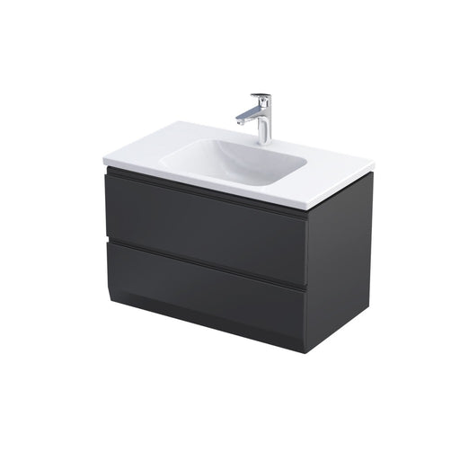 Rectory Wall Hung 2 Drawer Basin Unit 800mm Matt Black