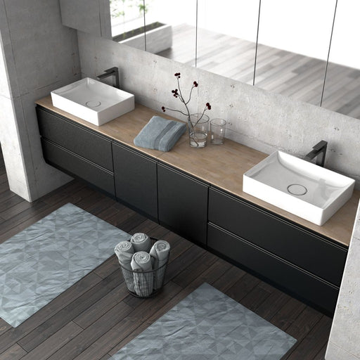 Rectory Wall Hung 2 Drawer Basin Unit 800mm Matt Black - view 2