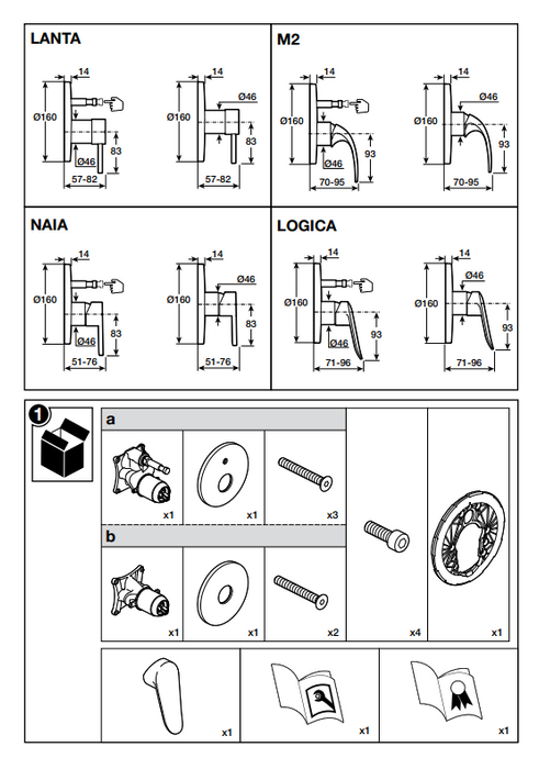 Roca Naia Built In Shower Mixer (1 Outlet) - Brushed Titanium Black (A5A2B96NM0)