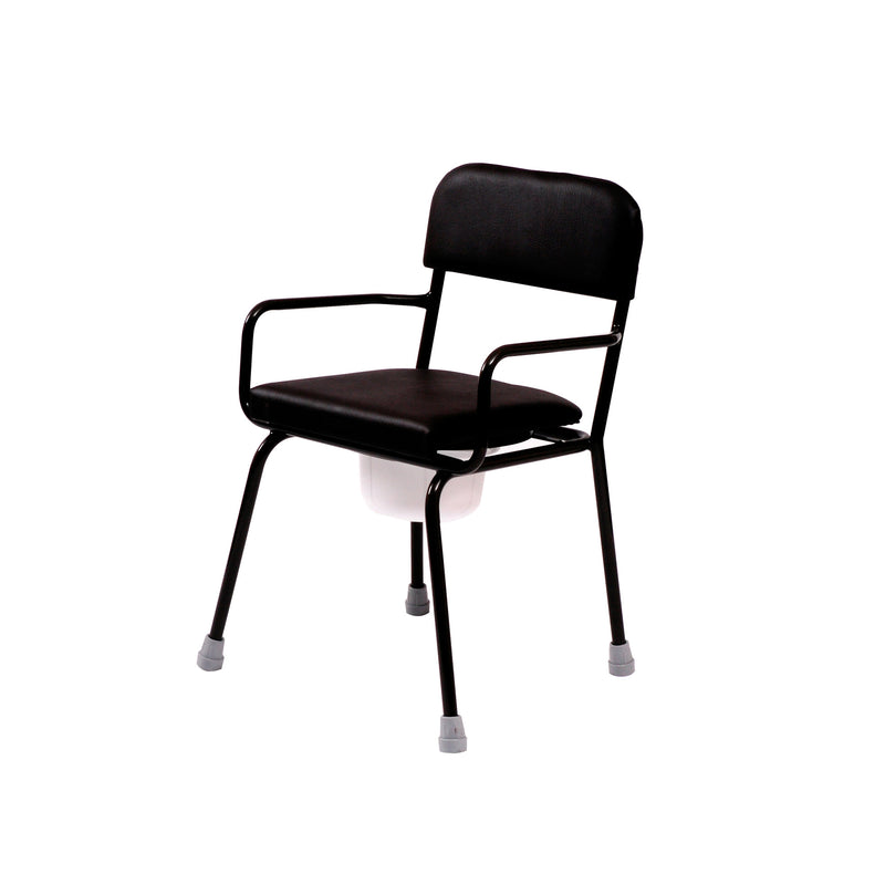 Roma armchair stacking commode with upholstered backrest and overseat, model 3510