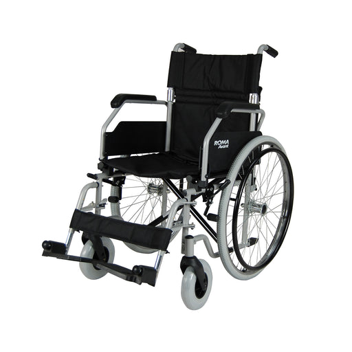 Roma Avant 1610 steel self-propelling wheelchair in silver