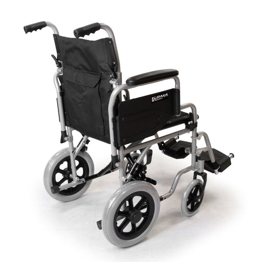 Rear view of the Roma 1150 car transit wheelchair showing push handles