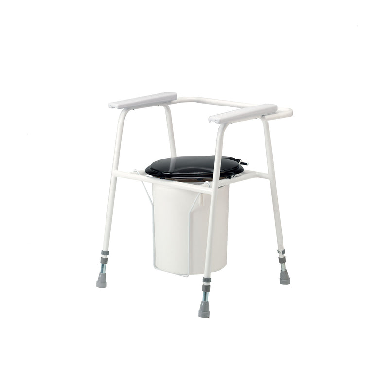 Roma chemical commode chair with lift up toilet seat and lid, model 3308