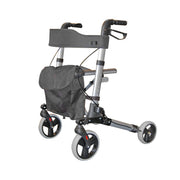 Roma 2465 City Walker folding rollator in silver with seat, backrest and bag