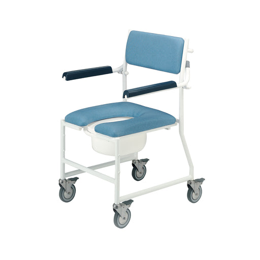 Roma Deluxe Dual Mobile Shower Chair 4141G/4BC with padded gap front seat and four braked castors