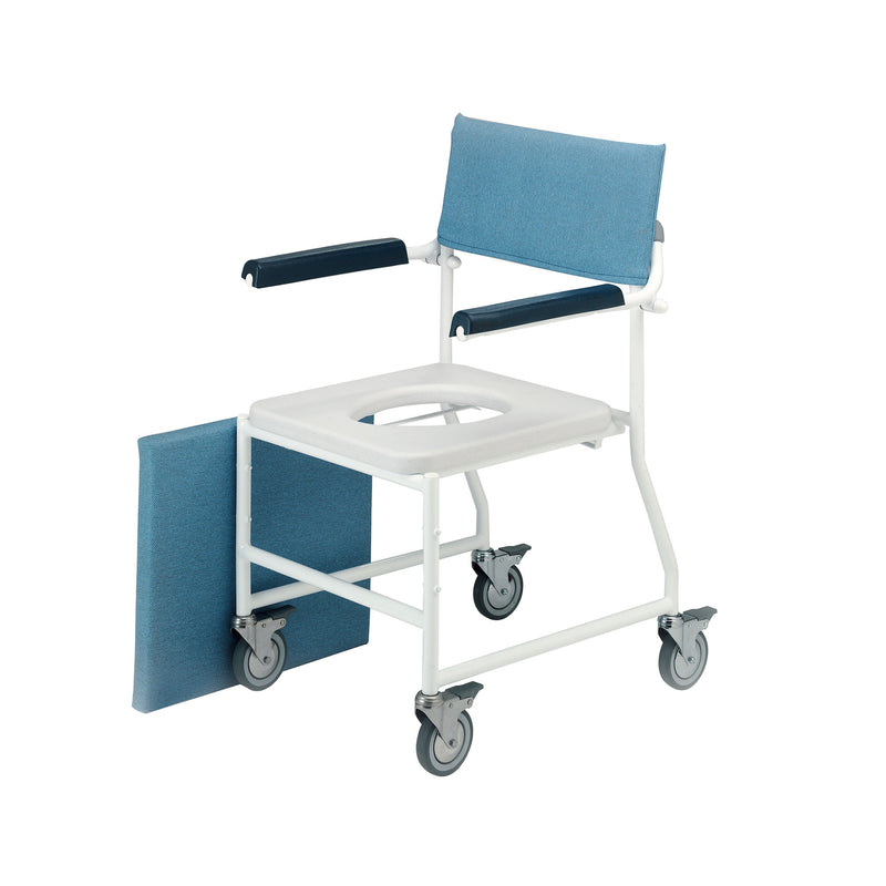 Roma Dual Mobile Shower Chair 4140/4BC with padded seat, flip up armrests and four braked castors
