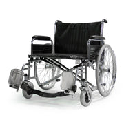 Roma 1473X extra wide heavy duty wheelchair with footplate raised