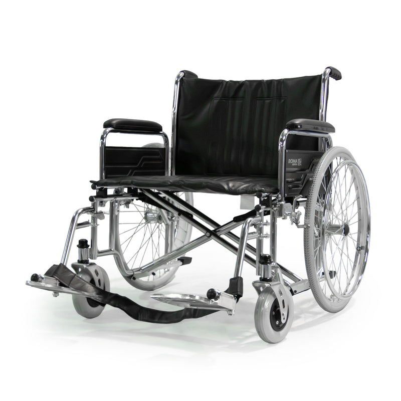 Roma 1473X extra wide heavy duty self-propelled wheelchair in chrome
