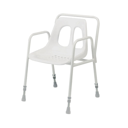 Roma 4553 fixed height static shower chair with shell seat and fixed armrests