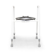 Front view of the Roma 4306P height adjustable toilet frame and seat