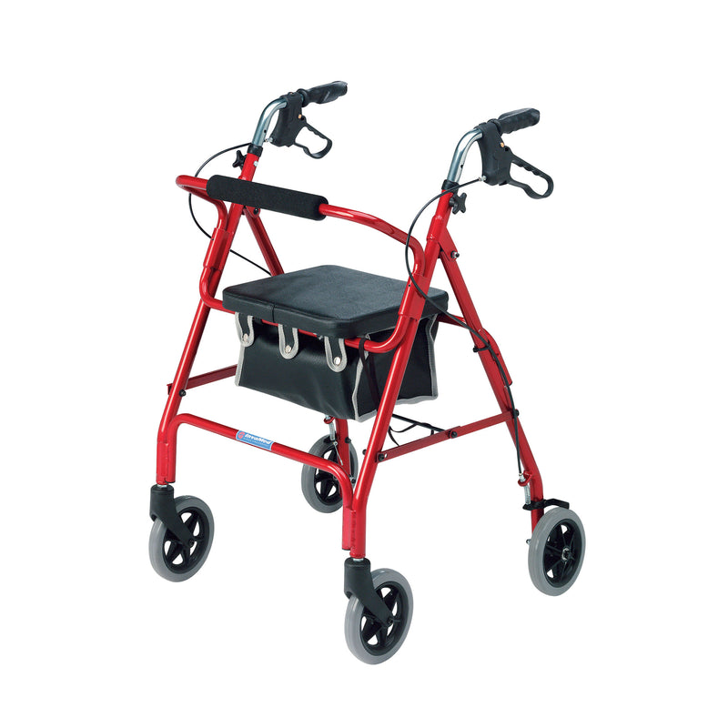 Roma 2462 lightweight 4 wheel rollator with 15cm wheels, seat and bag