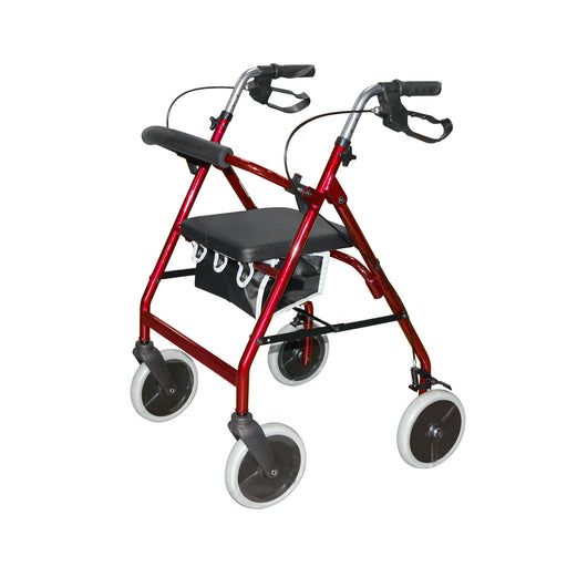 Roma 2463 lightweight 4 wheel rollator with 20cm wheels, seat and bag
