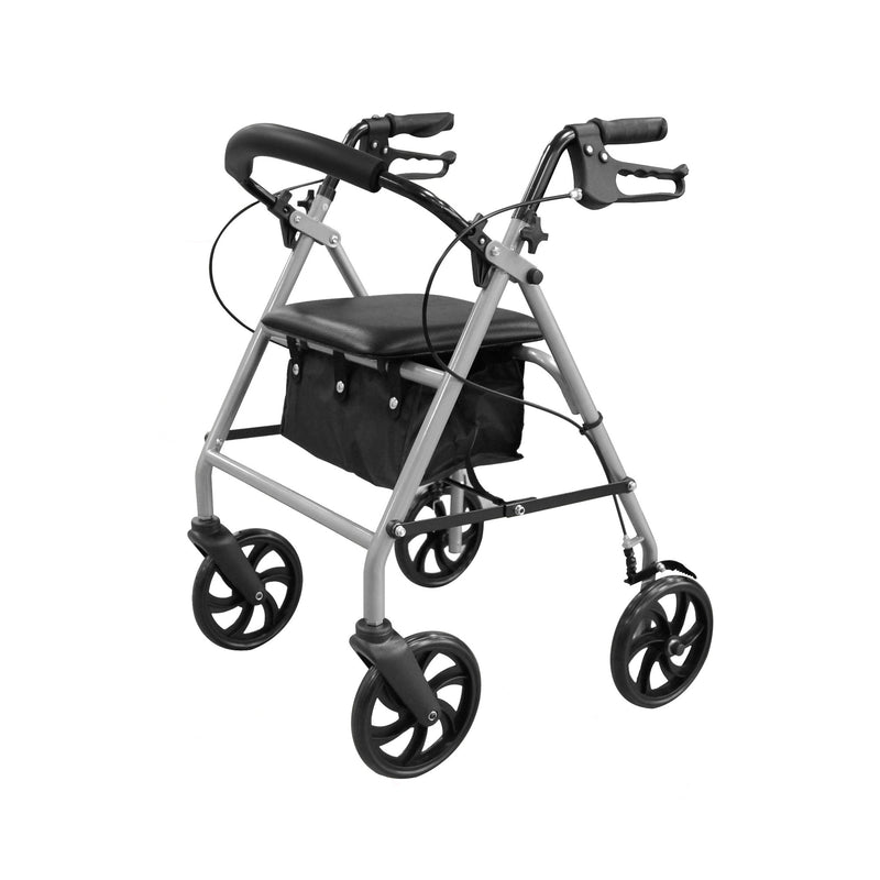 Roma 2470 lightweight 4 wheel rollator with padded seat and backrest