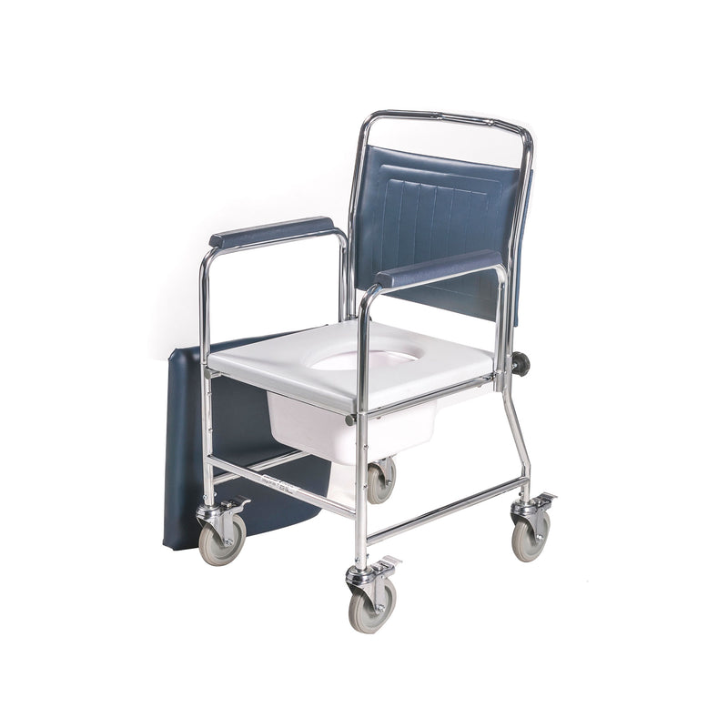 Roma mobile commode with detachable backrest and four braked castors, model 3175/4BC