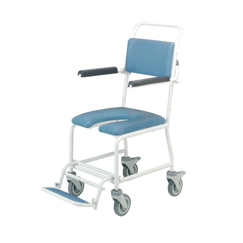 Roma Paisley 4146G/4BC gap front shower chair with padded seat, flip up footrest and four braked castors
