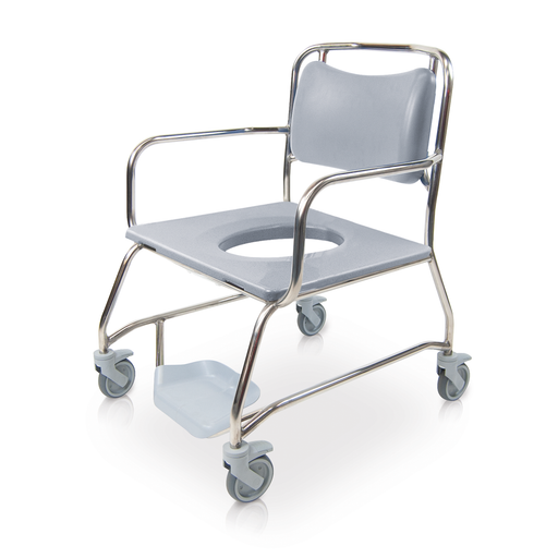 Roma Romachair 4750/SS stainless steel extra heavy duty shower commode chair, fixed arms