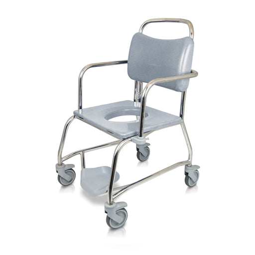 Roma Romachair 4740/SS stainless steel heavy duty shower commode chair, detachable arms