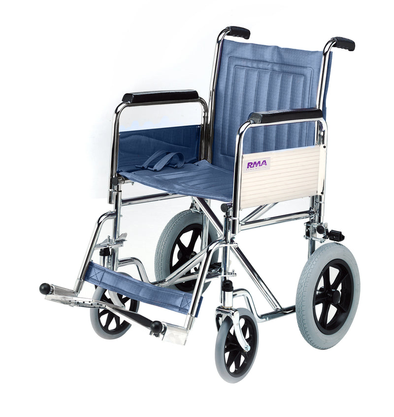 Roma 1430 standard car transit wheelchair with push handles