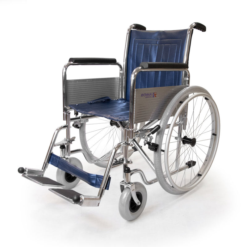 Front view of the Roma 1410 standard self-propelled wheelchair