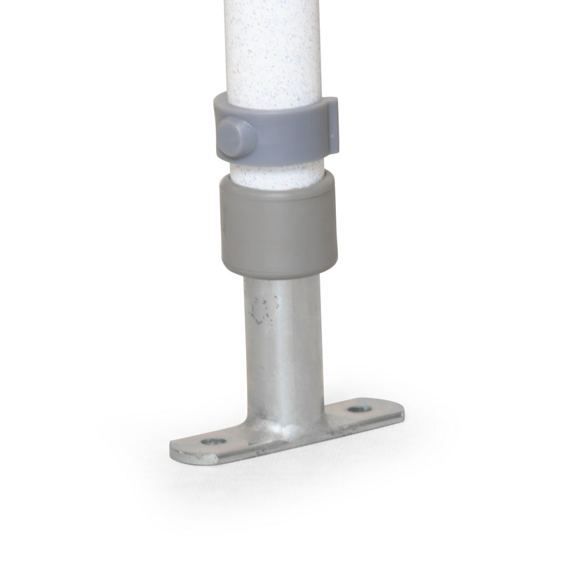 Close-up of the floor fixing leg on the Roma 4321FEX toilet surround