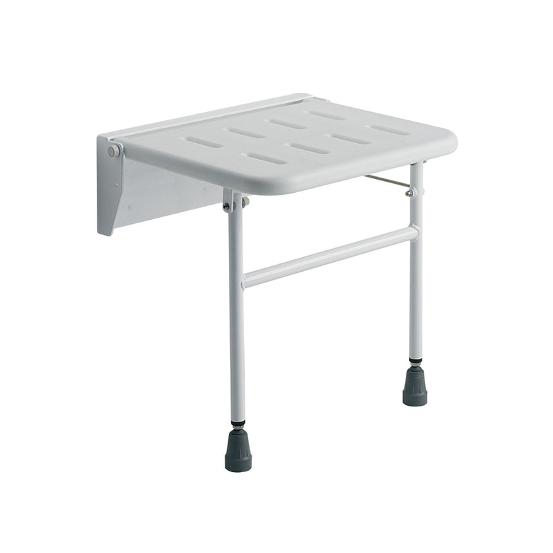 Roma wall mounted shower seat with adjustable support legs, model 4238