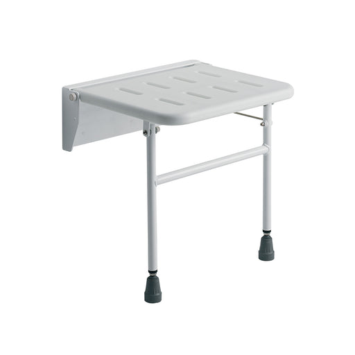 Roma wall mounted shower seat with adjustable support legs, model 4238