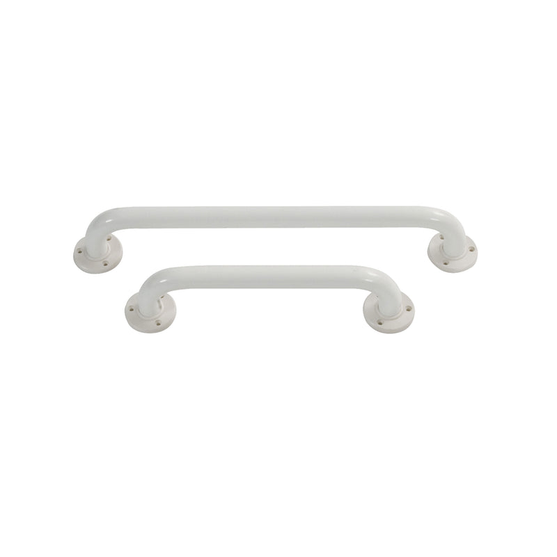 Roma white coated aluminium deluxe grab bars 4255A to 4255D shown in four lengths