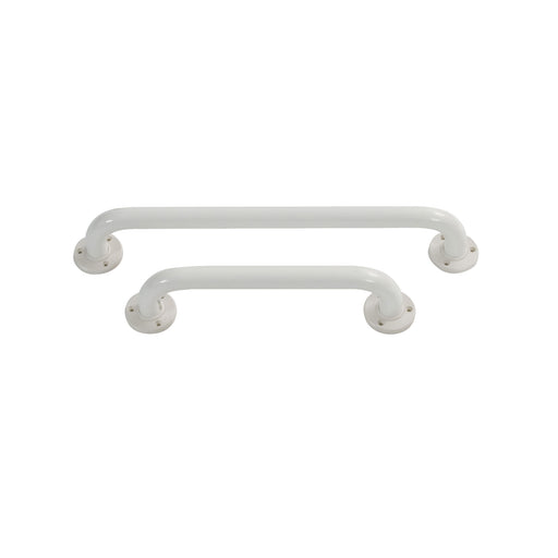 Roma white coated aluminium deluxe grab bars 4255A to 4255D shown in four lengths