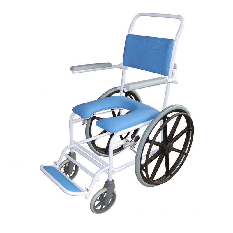 Roma Windsor 4145G self-propelled shower chair with 60cm rear wheels and padded gap front seat