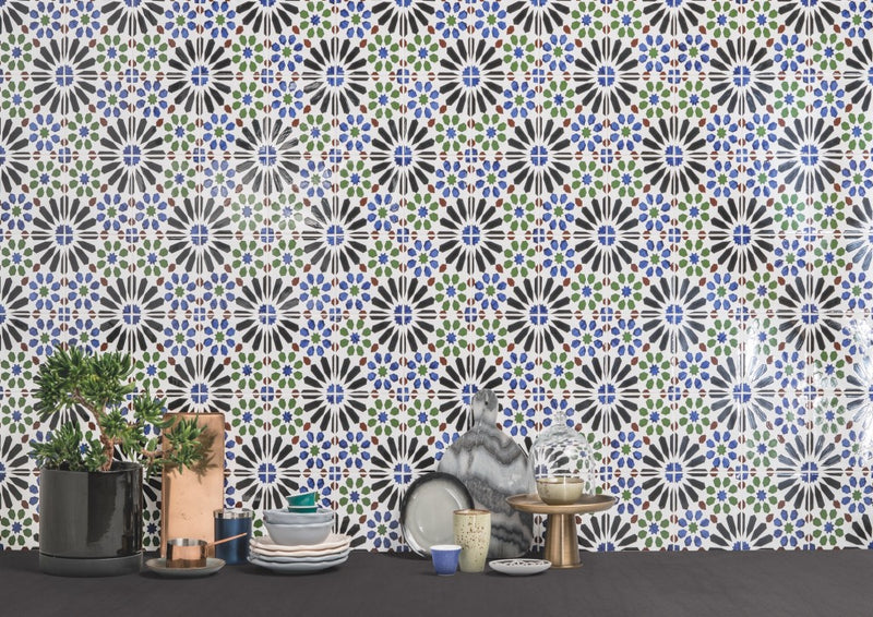 Sanford Casablanca Hand Painted Gloss Ceramic Wall Tile 140x140mm