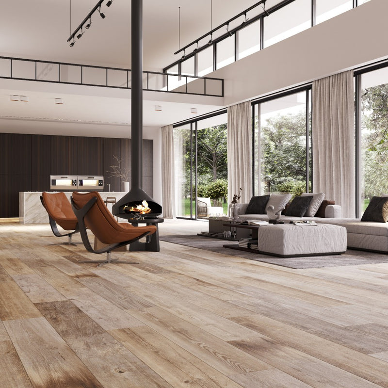 Sebastian cream wood effect tile 200x1200mm - view 2