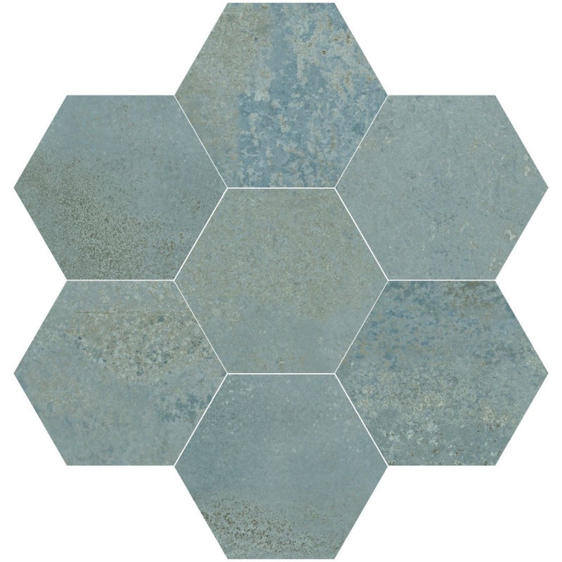 Sebring Mint Metallic Satin Porcelain Hexagon Wall & Floor Tile 150x170mm
