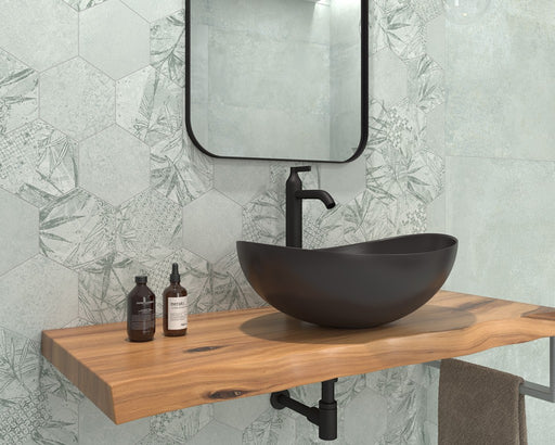 Sebring Silver Metallic Satin Porcelain Tropical Decor Hexagon Wall & Floor Tile 150x170mm