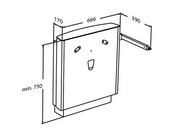 Pressalit Select Floor-Standing Wash Basin Lifter, Lever Control, White (R4950000) - dimensioned drawing