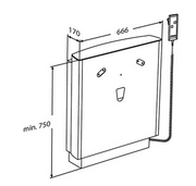 Pressalit Select Floor-Standing Wash Basin Lifter, Wired Hand Control, Anthracite (R4951112) - dimensioned drawing