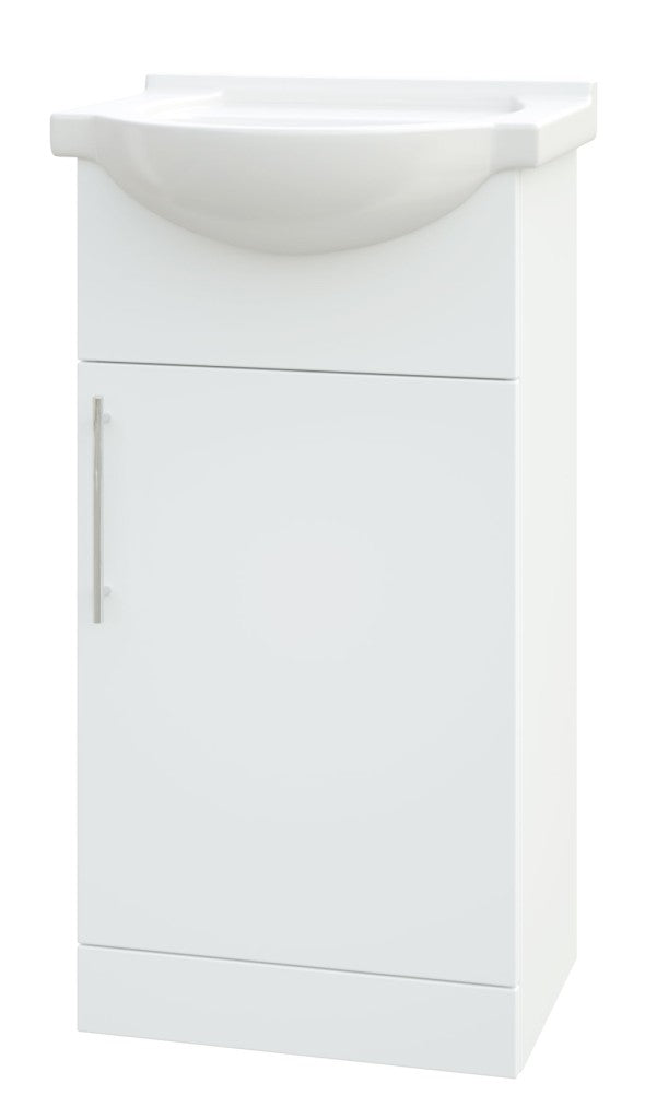 Sense II 450mm One Door Floor Standing Unit & Basin in White Gloss