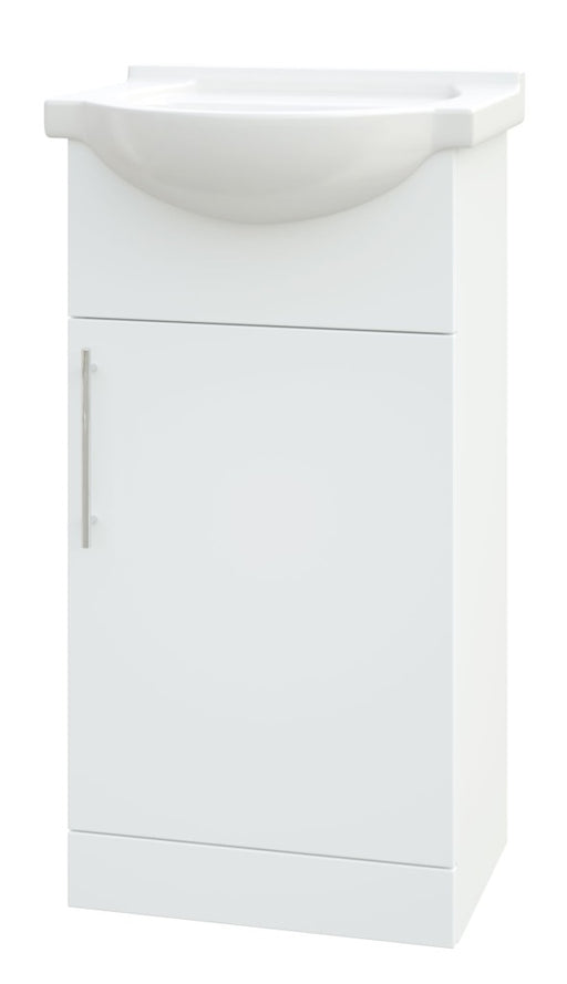 Sense II 450mm One Door Floor Standing Unit & Basin in White Gloss