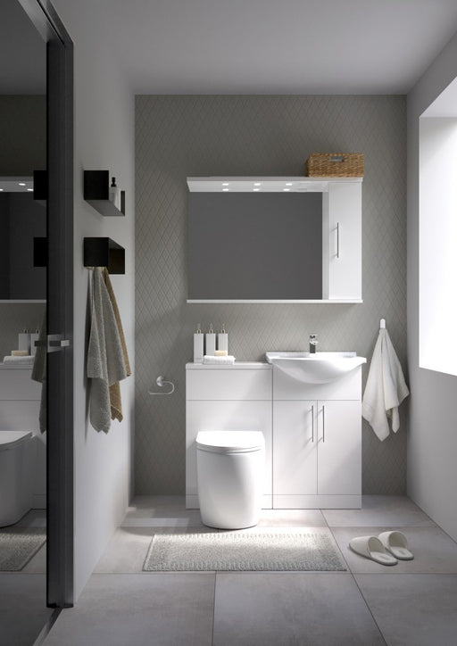Sense II 550mm Two Door Floor Standing Unit & Basin in White Gloss