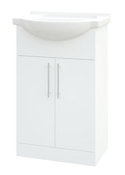 Sense II 550mm Two Door Floor Standing Unit & Basin in White Gloss - view 2