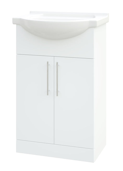 Sense II 550mm Two Door Floor Standing Unit & Basin in White Gloss - view 2