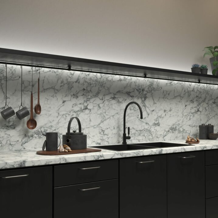 Senses Carrara Marble laminate kitchen worktop décor