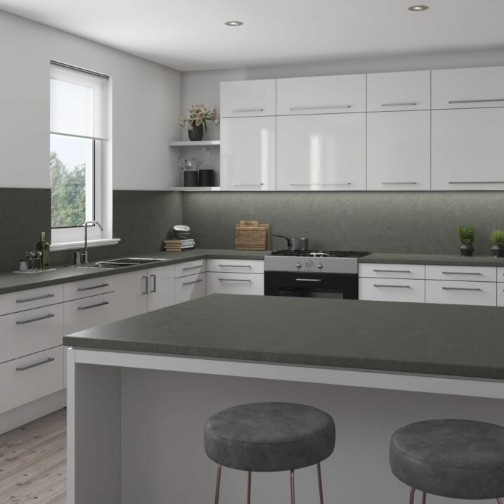 Senses Grey Lunar Slate laminate kitchen worktop décor