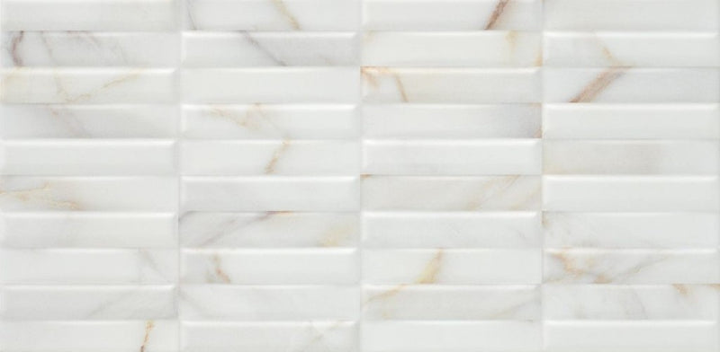 Siesta Gold Marble Effect Gloss Ceramic Brick Decor Wall Tile 300x600mm
